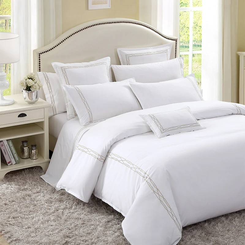 Ensemble de Luxe pour Hôtels en Lin et Coton Texturé à Rayures, Comprend Aujourd'hui 4 Pièces Uni Plaine Jeté Noble Plissé Draps-Housses pour Lit Simple Taille Twin