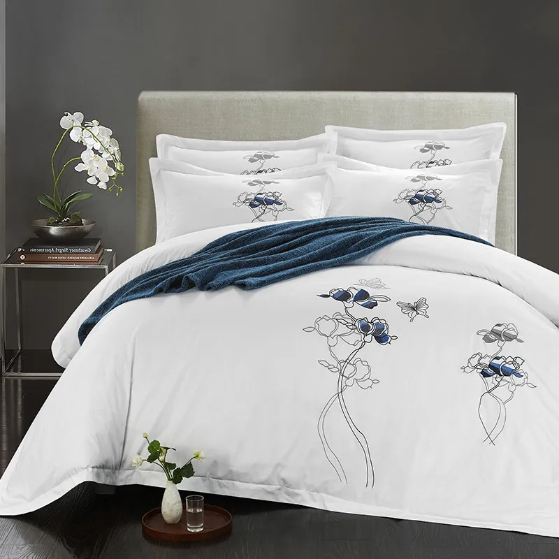 Egyptian Cotton Bedding Set 6 Piece Hotel Luxury King Queen Size Sheets Plain Striped Solid Striped For Bedroom Furniture
