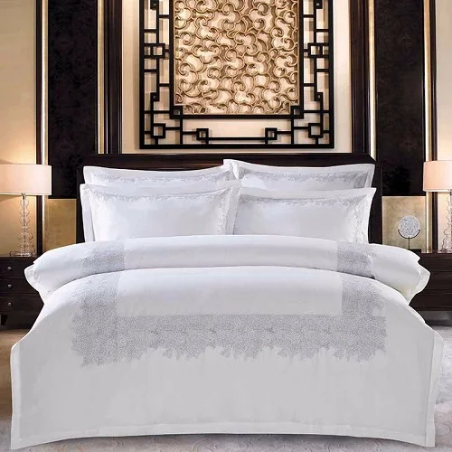 Russian Twenty One White Color Stars Hilton Fabric For Fitted Morgan And Finch 100% Cotton 200t Hotel Embroidery Cheap Bed Linen