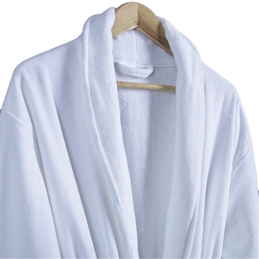 Peignoir en molleton corail à col en V pour femme, 5 étoiles Hilton, coton, nouveau design chic pour hôtel, col châle pour été et printemps