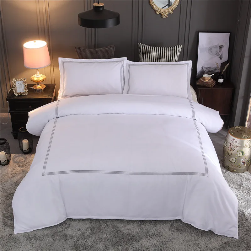 Feuille de collection en gros de fournitures de luxe, couette chinoise unie en coton égyptien 100 % pour hôtel à Dubaï, ensemble de couvre-lit personnalisé