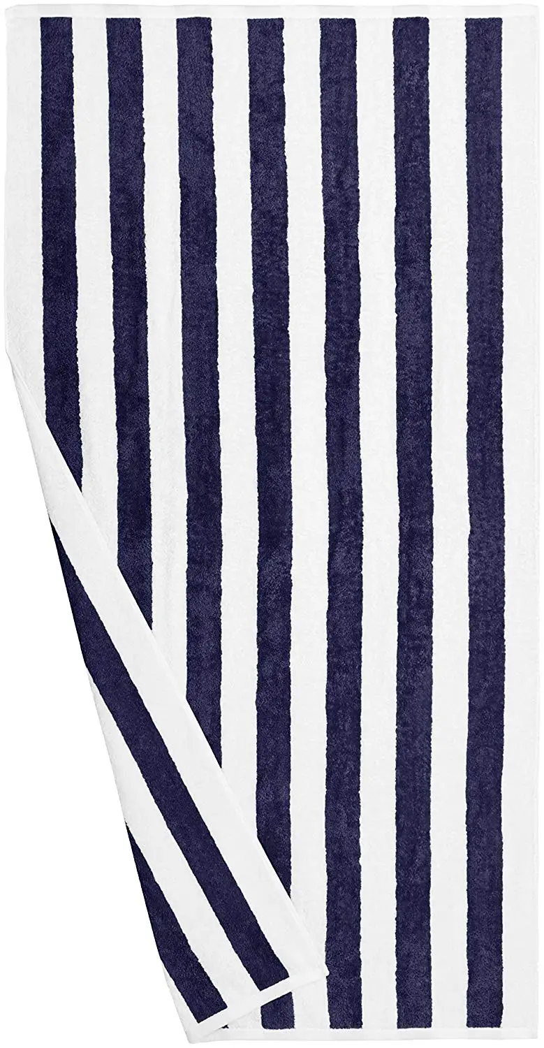 Wholesalers In China Customized Used Big Size Microfiber Blue And White Stripe Towels Pool Spa Fabric Hotel Towel For Beach