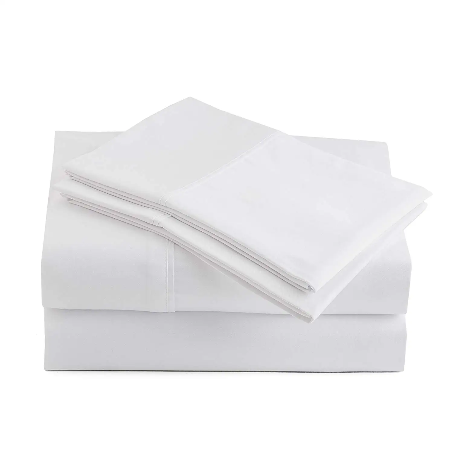 Juego de Ropa de Cama Queen de Lujo de Alta Calidad y Grado Superior, Estampado Liso, Blanco, 100% Algodón, Sábana de Hotel de Lino, 300tc, Personalizado para Bodas