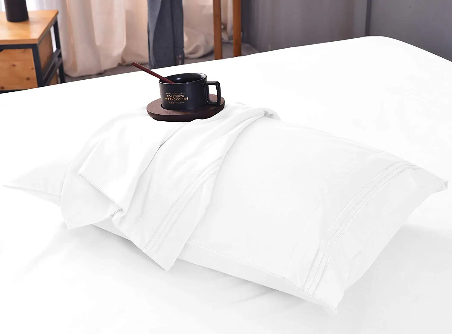 Draps 100 % coton, parure de lit 4 pièces avec couette, taille king, ensemble de draps de luxe pour hôtel, collection Platinum