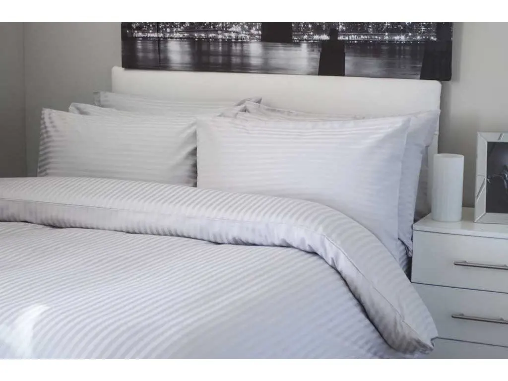 Star Hotel Bedding Set 100% Luxury Linen Cotton White Embroidery China Wholesale 4pcs Customized Size Combed Plain Solid Striped